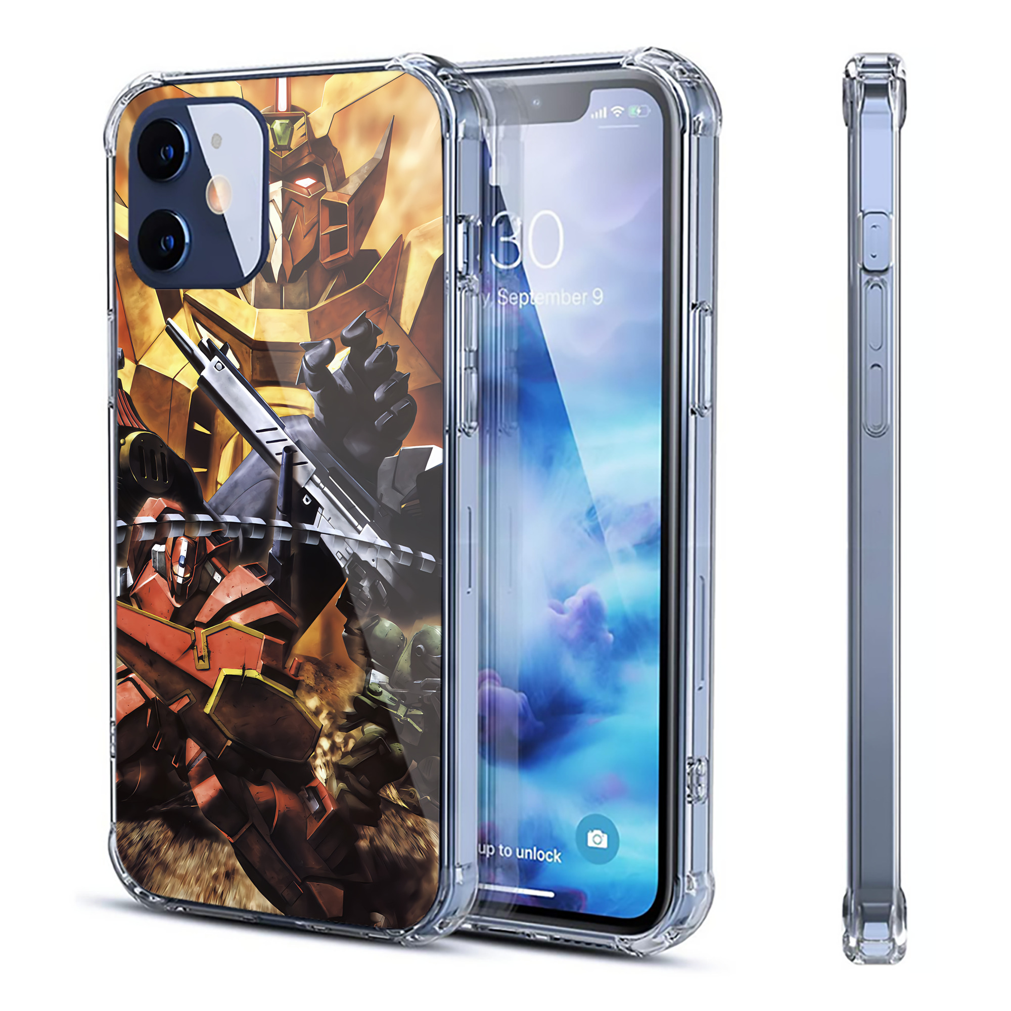 （画像用） 機動戦士ガンダム Mobile Suit Gundam 【iPhone 12シリーズ対応】透明スマホケース（クリアソフトケース）